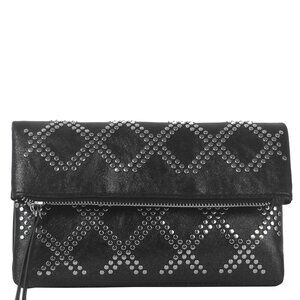 DIONA J WOMEN'S STYLISH STUD DESIGN ZIPPER CROSSBODY BAG COLOR BLACK